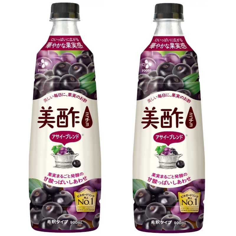 限定フレーバー 美酢（小麦茶ミチョ）アサイーブレンド 900ml×8本セット Qoo10] 美酢 限定フレーバー ミチョ アサイーブレンド