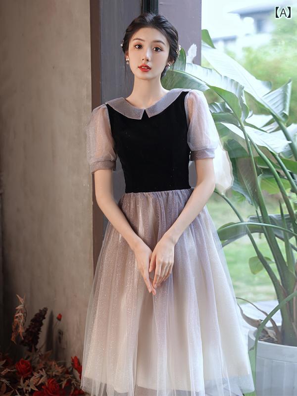 ドレス　パーティー　レディース 女性用 黒の イブニングドレス 2025新 スタイル 誕生日 パーティー プリンセス 18歳 成人 式 チュチュ パフォーマンス コスチューム