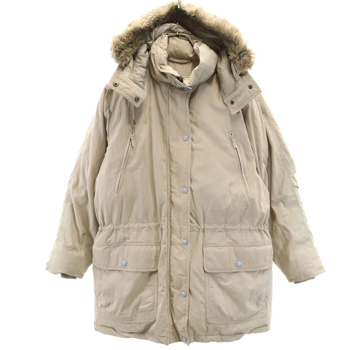90s オールド ダウンコート M ベージュ アウトドア レディース 古着