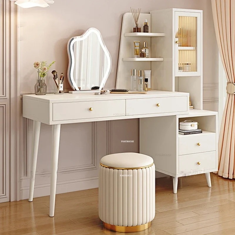 寝室用の北欧のドレッシングテーブル統合された収納キャビネット無垢材のドレッサーシンプルな化粧テーブルモダンなデスク家庭用家具 - AliExpress 1503
