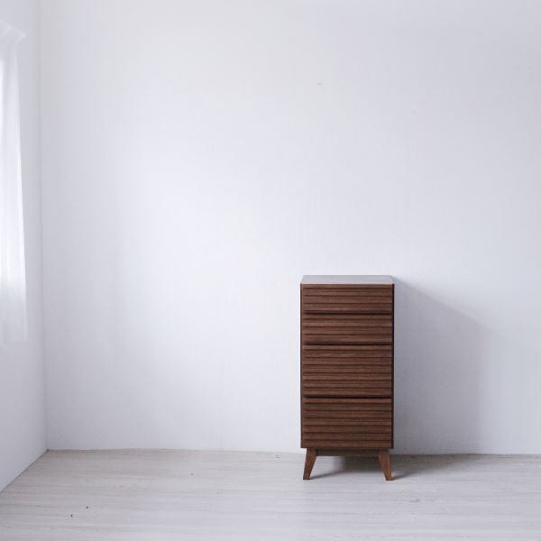 チェスト サイドボード 約幅41x奥行42.5x高さ87.5cm ブラウン 脚付き オープンレール付 引き出し収納 リビング ダイニング