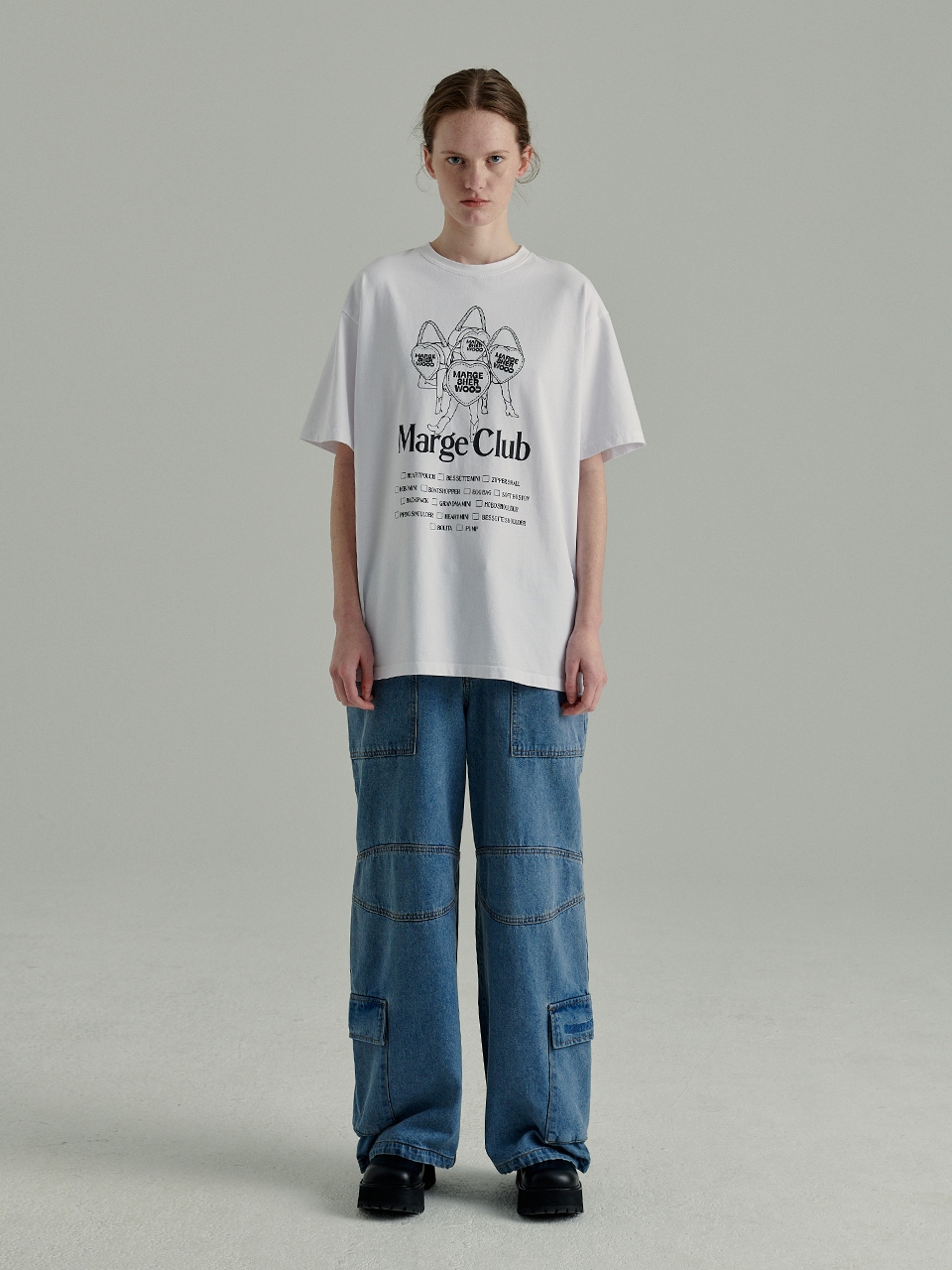 【MARGESHERWOOD】 MARGECLUB WASHED T-SHIRT : WHITE