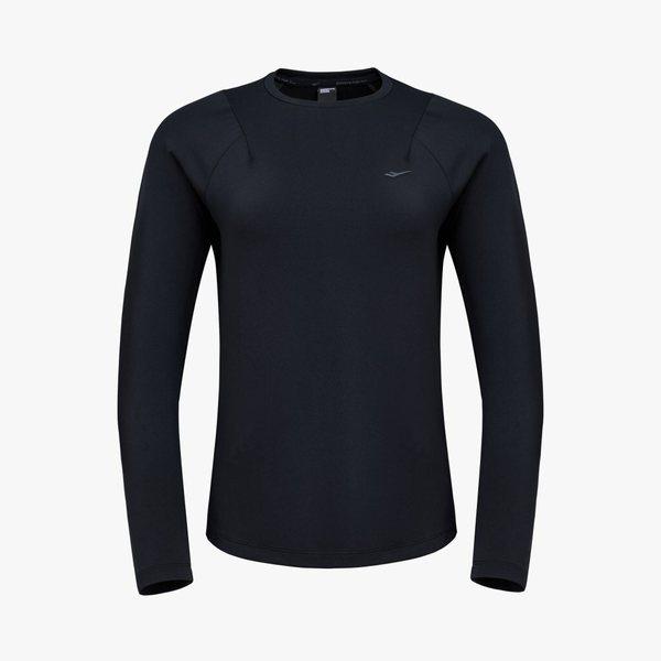 女性用ブラックミドル丈シンプルスポーツTシャツ / 女性用春秋クッション地季節の変わり目長袖Tシャツ PW3WT24F113_IC