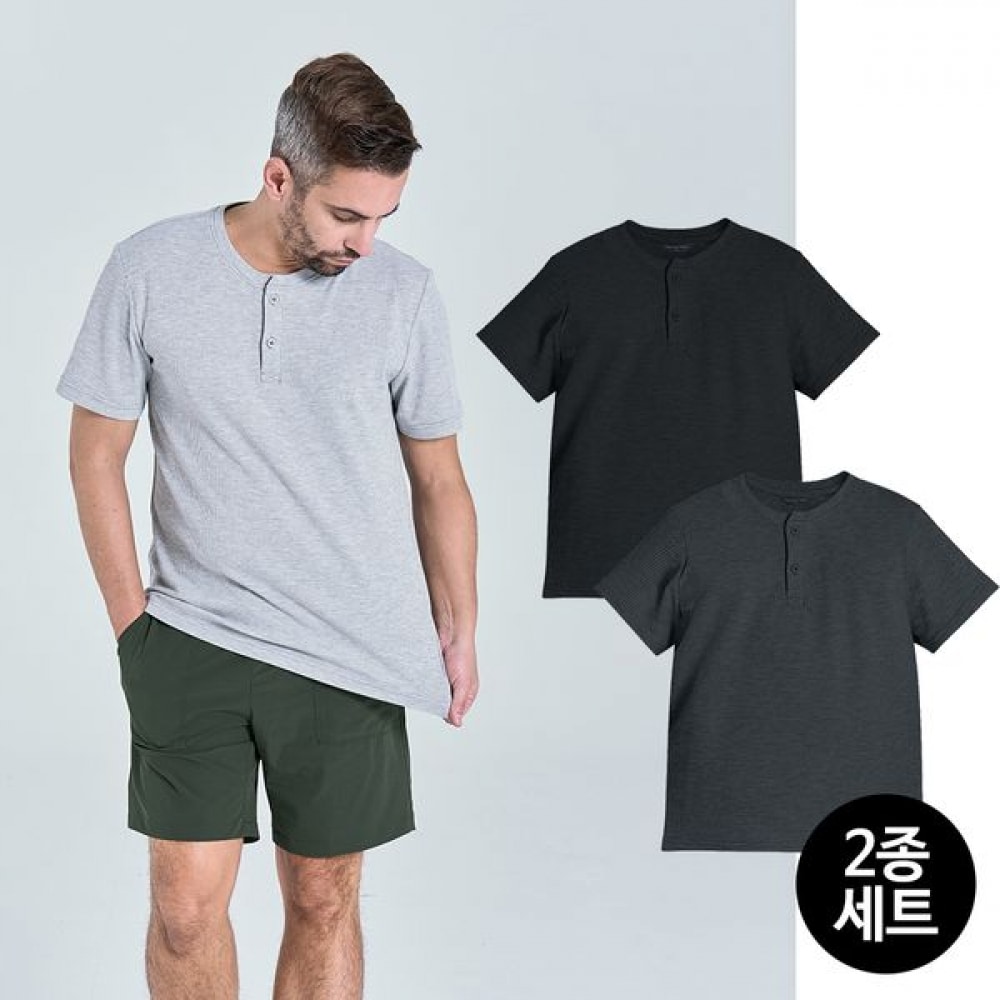 [マウンテンバレー] マウンテンバレー2点セットデイリーヘンリーネックワッフルスパンラウンドTシャツMVT5251 5,090円