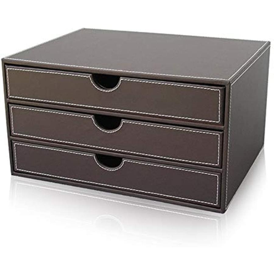 レターケース A4 引き出し付きチェスト 多機能PUレザーデスクオーガナイザーファイル内閣府は引き出し付きデスクストレージボックス用品 ト