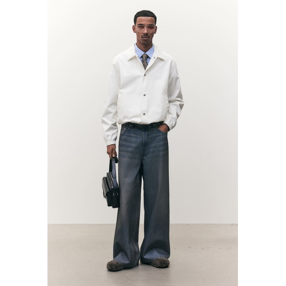 H&M ハイウエストワイドジーンズデニムブルー