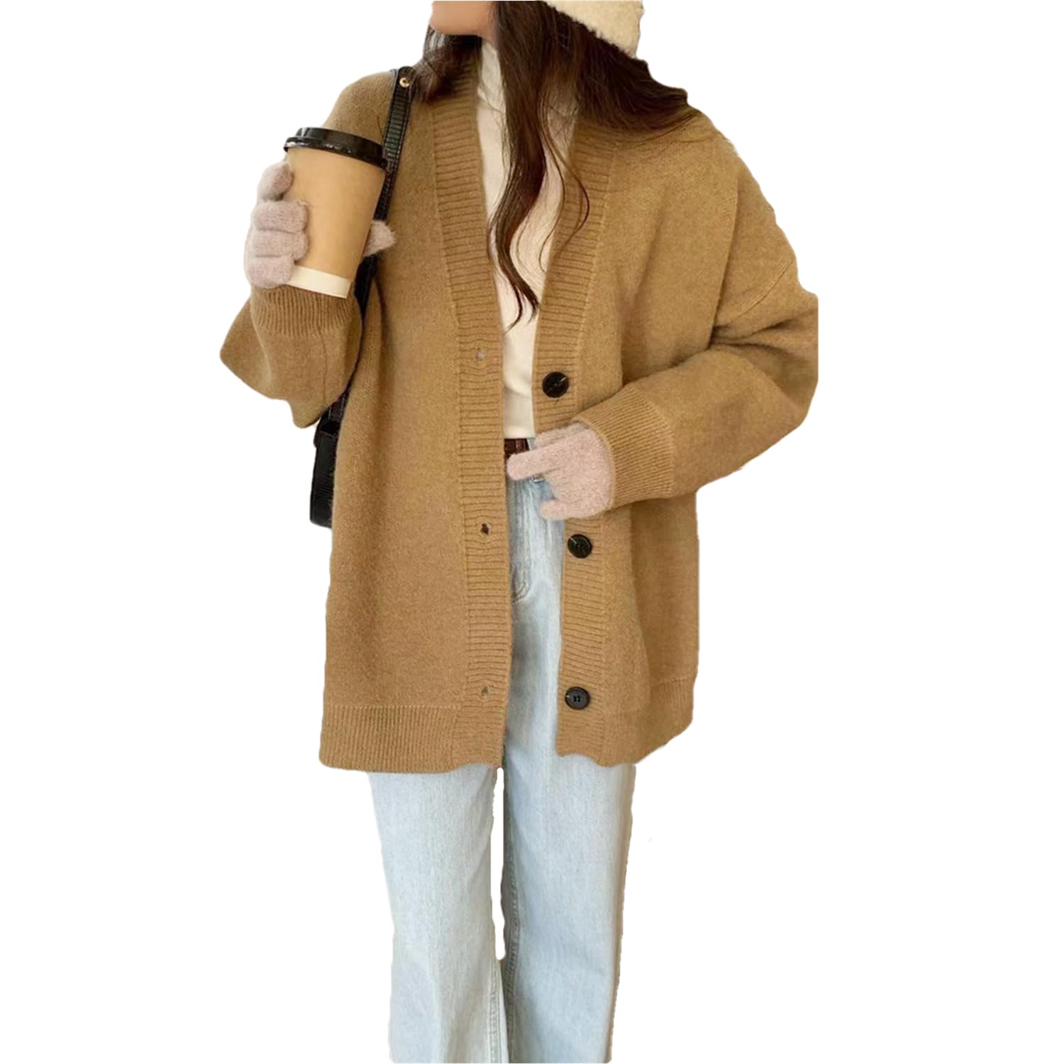 レディース カーディガン ニット セーター ニットカーディガン 長袖 無地 V 冬 羽織 アウター カジュアル トップス ネック 秋 カバー シンプル 体型 通勤