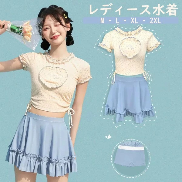 タンキニ レディース 2点セット フリル リボン 袖なし ワイヤーなし パッド付 ラウンドネック 着瘦せ シンプル セクシー 写真映え 撮影用 海 夏 サマー プール リゾート かわいい 旅行 温泉