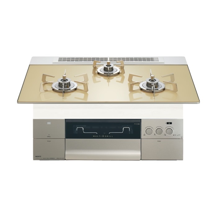 都市ガス用 75cm天板ビルトインコンロ PROGRE FLAT シャンパンゴールド N3S23PWASFSTESC-13A
