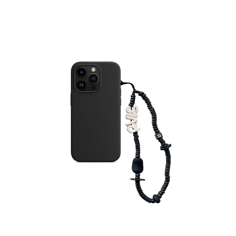 nature beads phone strap black
