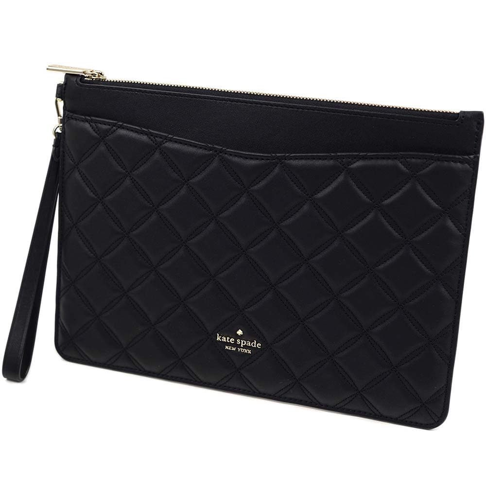 ケイトスペード アウトレット バッグ クラッチバッグ ジップポーチ ストラップ付き キルティング ブラック Kate Spade OUTLET K7017-001 8,800円