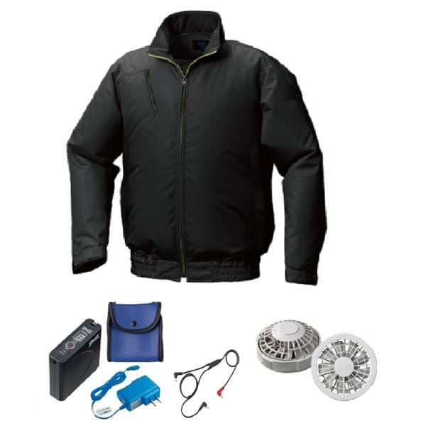 KU92010 空調服 R ポリエステル製 カジュアル FAN2200G・RD9261・LISUPER1セット ブラック 3L