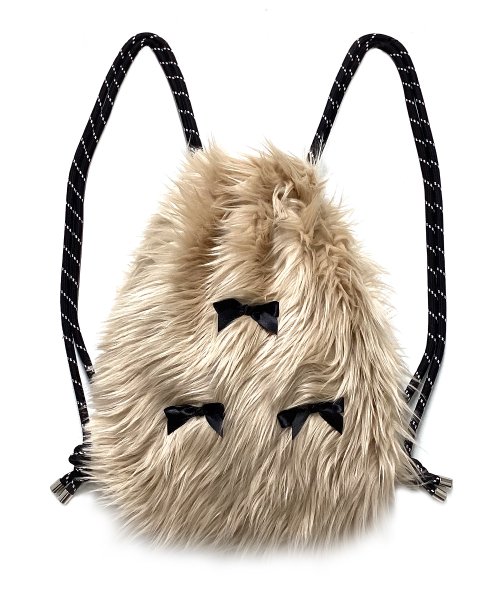 OTHER-worldly ribbon gym sack beige fur