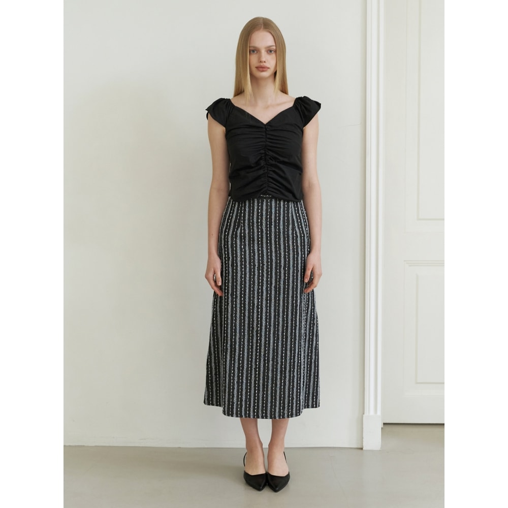 KINDABABY レースデニムロングスカート ブラック