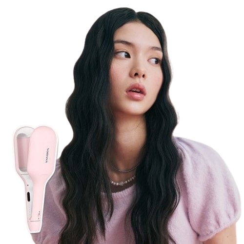 グローウェーブアイロン 40mm パウダー ピンク (波ウェーブパーマ) ＋ギフト