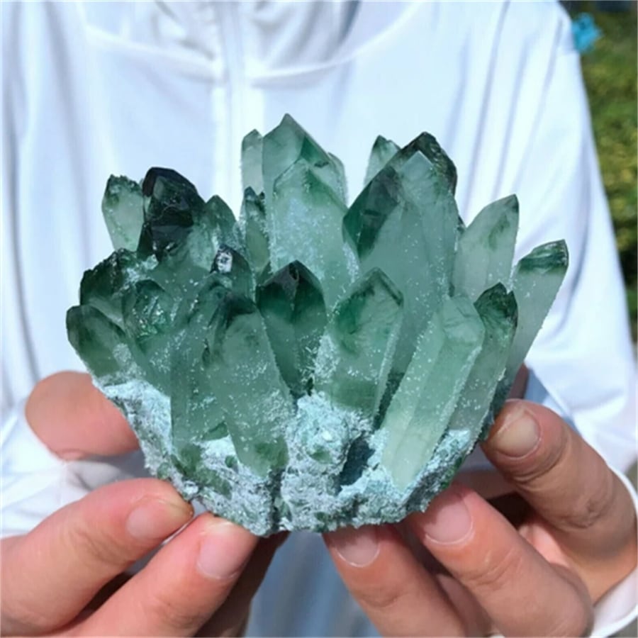 珍しい緑色の水晶クラスター，石英水晶花，鉱物標本，水晶粗石，水晶パルスホイール，水晶浄化，水晶ギフト1 PC