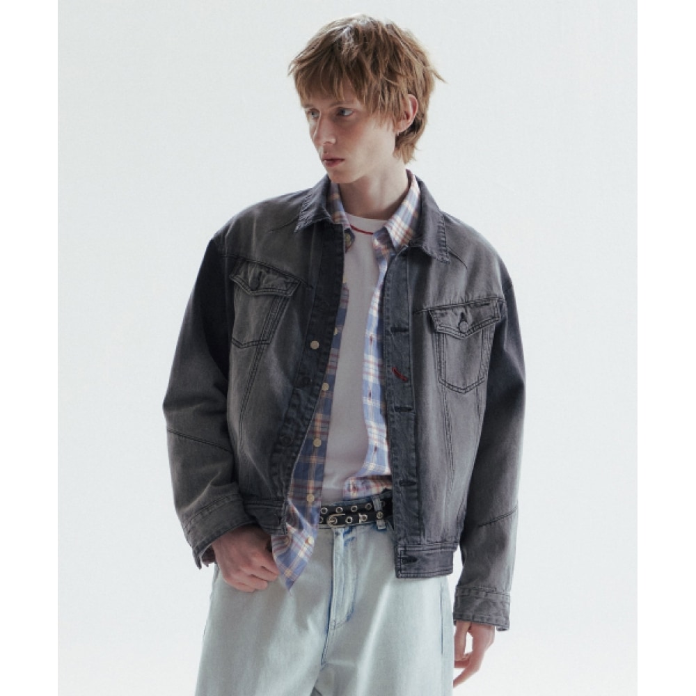 CHOWOO ダートカチオンデニムジャケット-ブラック(男性)