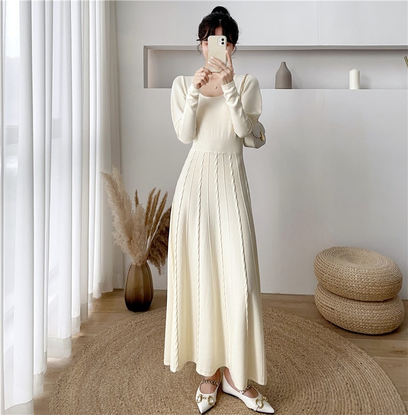 ジャンパーレディース下着膝上ボトムスラインロングスカート秋冬超ロングニットワンピース足首まで