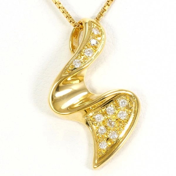 K18 18金 YG ネックレス ダイヤ 0.08 カード鑑別書 ジュエリー 中古