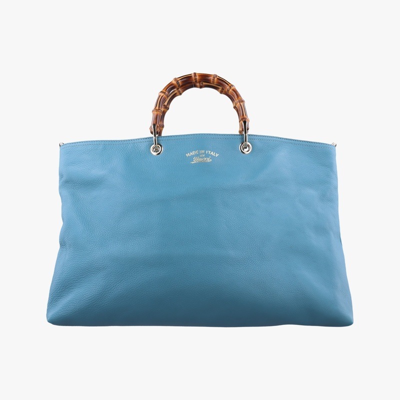 バンブーショッパー ブルー レザー 323664 B014740224中古