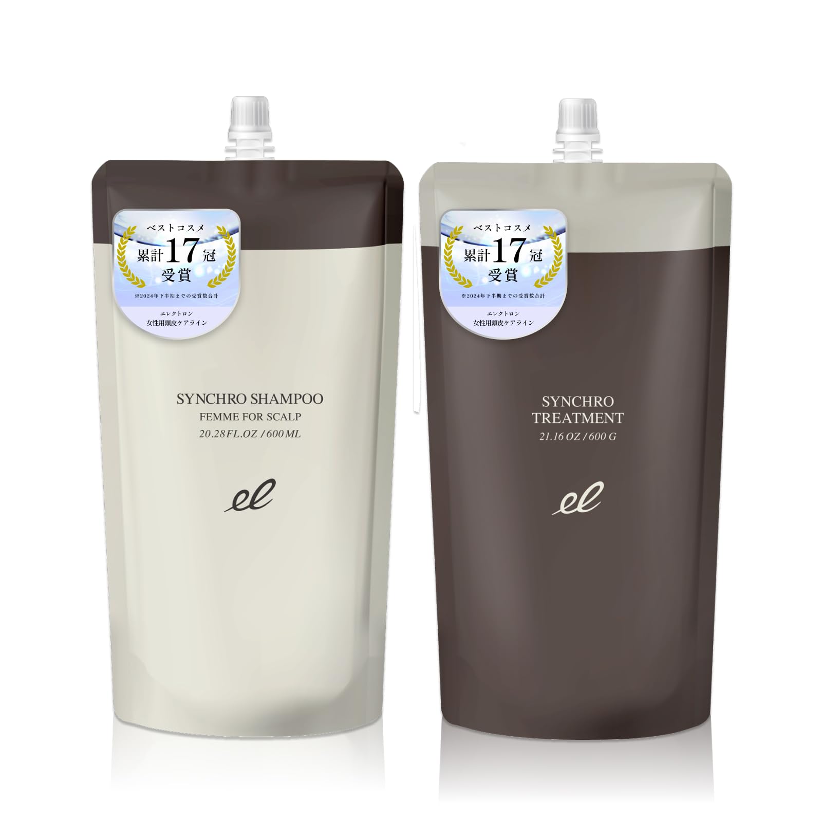 【公式】 ELECTRON (エレクトロン) 【FOR SCALP】シンクロシャンプー ファム＆トリートメント 詰替セット（600ml+600g）まとめ買い 女性用 スカルプケア 頭皮ケア 枝毛