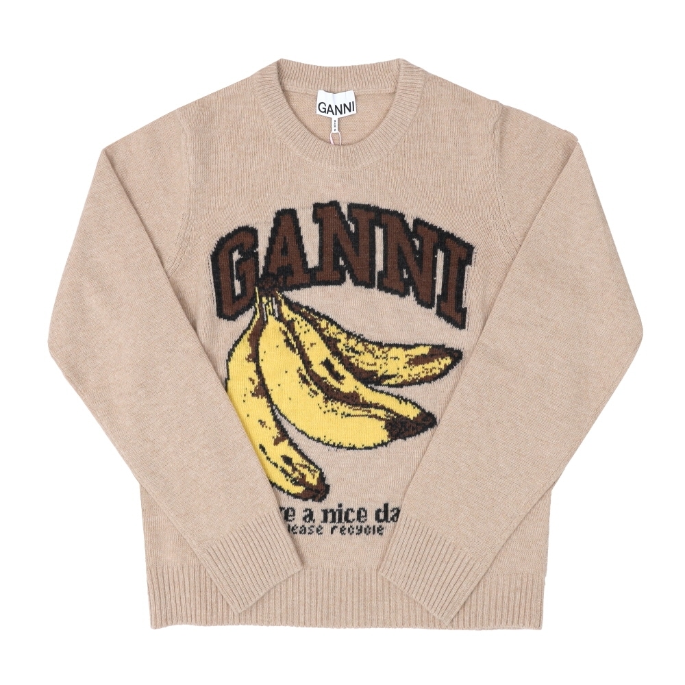 ガニー女性ニットバナナロゴウールミックス A1070265