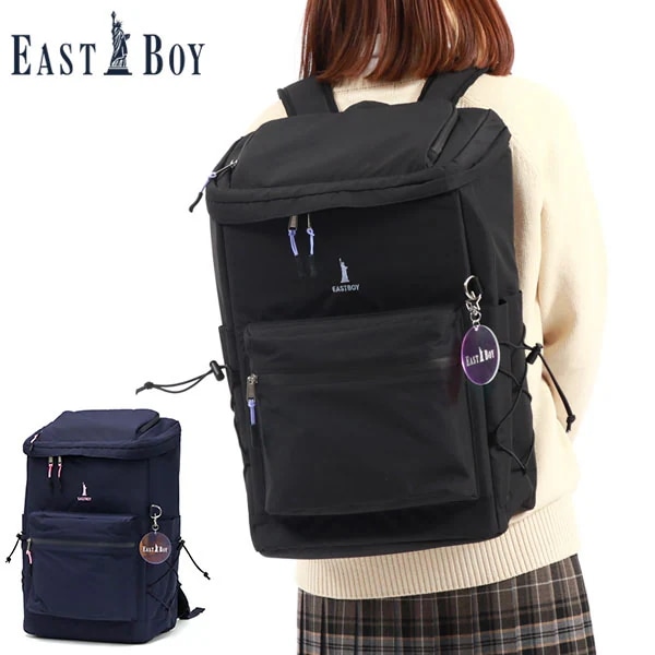リュック レディース 大容量 通学 スクール バッグ 32L 軽い ボックス型 撥水 耐水 背面ポケット スクエア型 A4 B4 PC 黒 キャンドル EBA90