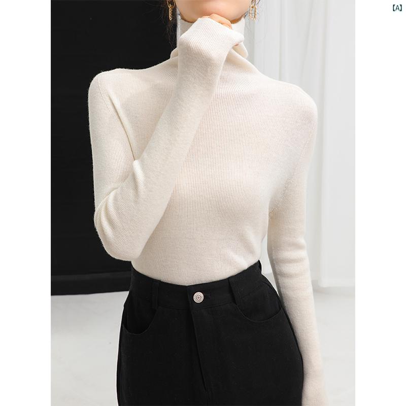 レディース ファッション　レディース　カジュアル　上品　綺麗　外出 重ね 襟 明るい シームレス スリム ニット セーター 秋冬 レイ ヤード ウール プルオーバー トップ