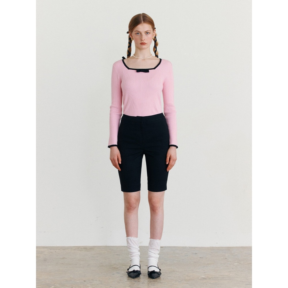 ROLAROLA スリムハーフスラックス ブラック