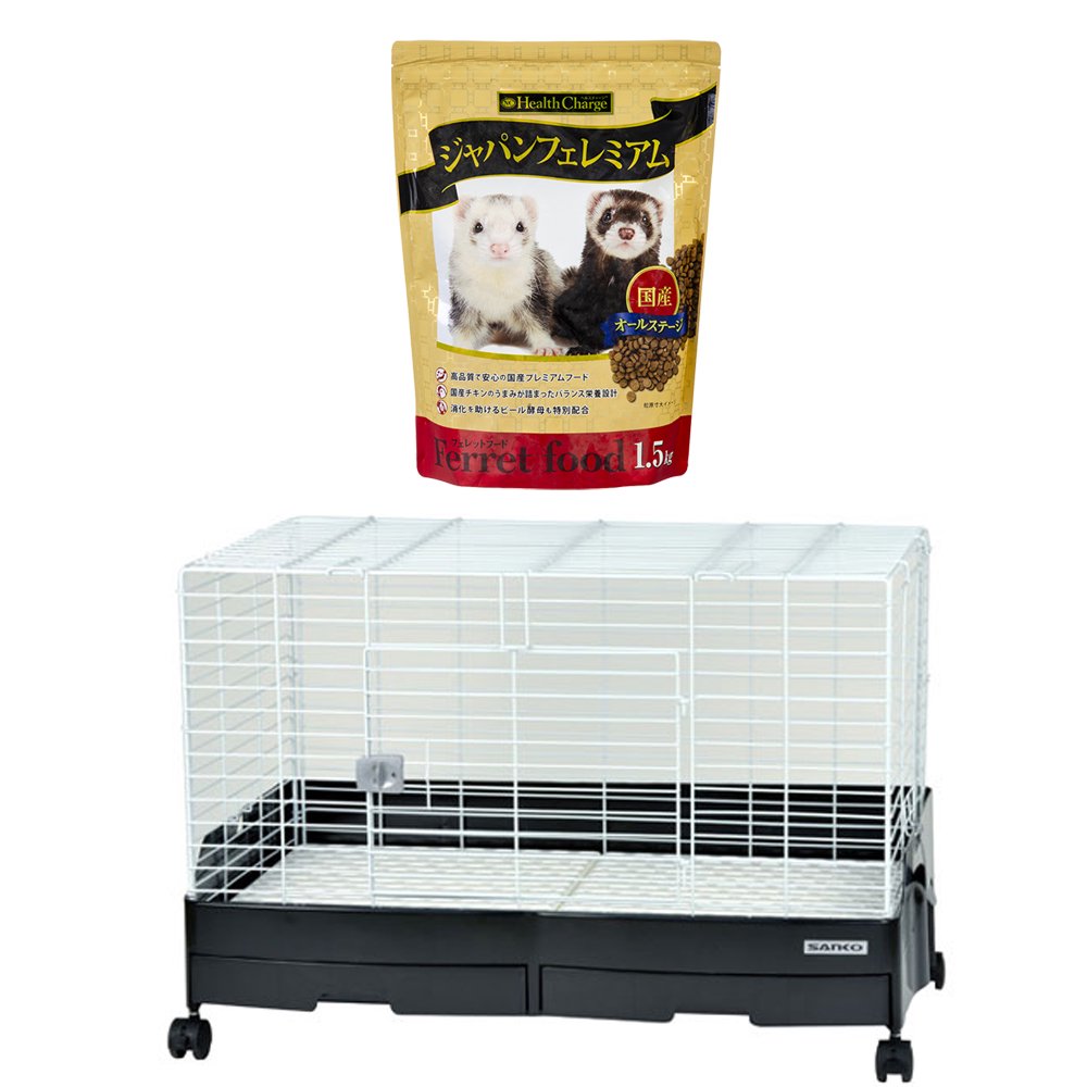 三晃商会　イージーホーム・エボ８０　ＢＫ（８１X５０．５X５５ｃｍ）＋フェレットフード　ジャパンフェレミアム　１．５ｋｇ　ＣＲＣ50―40―10―10―00