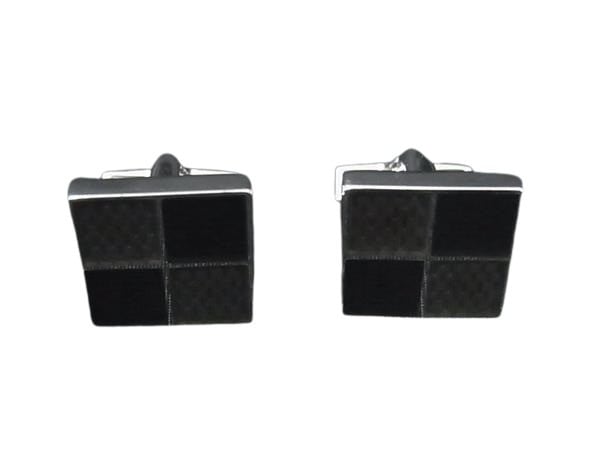 カフス ブトン ドゥ マンシェット ダミエ4 M65054 ブラック系 シルバー SV925 メンズ【本物保証】