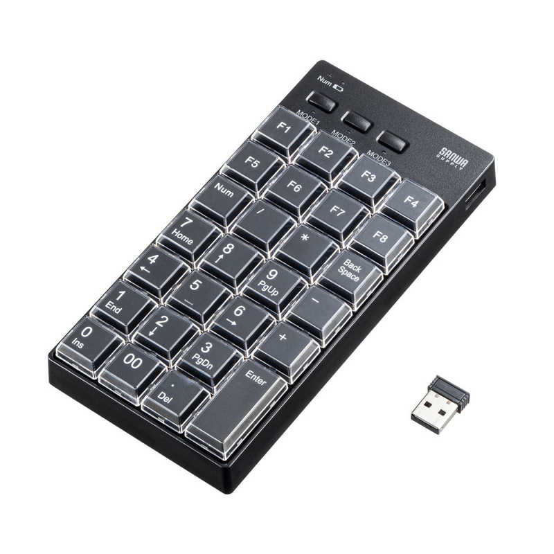 サンワサプライ　プログラマブルテンキー(2.4Gモデル)　NT-WL26BK