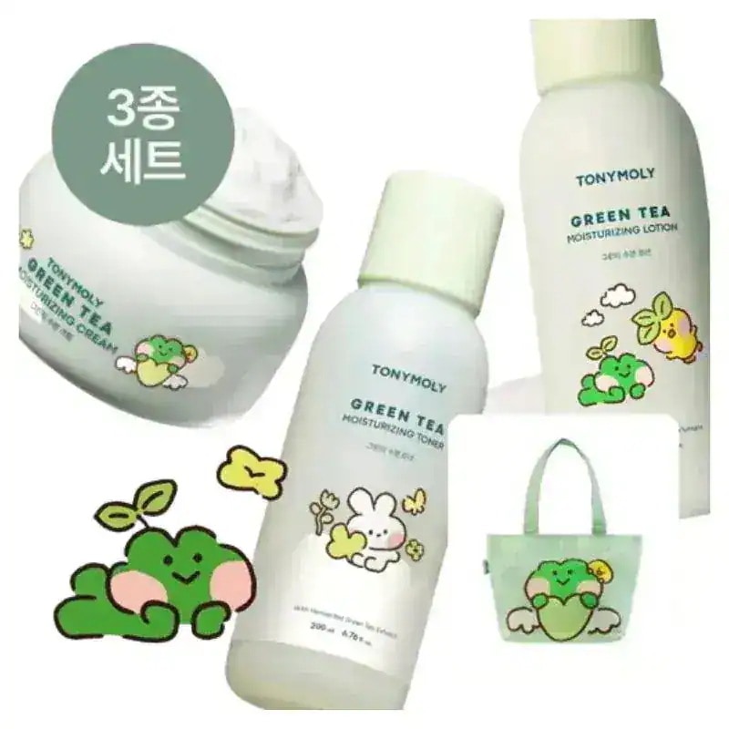 [新作](+エコバッグ贈呈)グリーンティー 水分ケア3種セット(水分クリーム 100ml+トナー 200ml+ローション 200ml) #LINE RFIENDS minini
