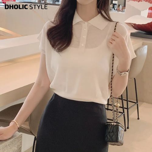 [メガ割りSALE]ポロカラードルマンシアー半袖ニット・p676721 5,860円