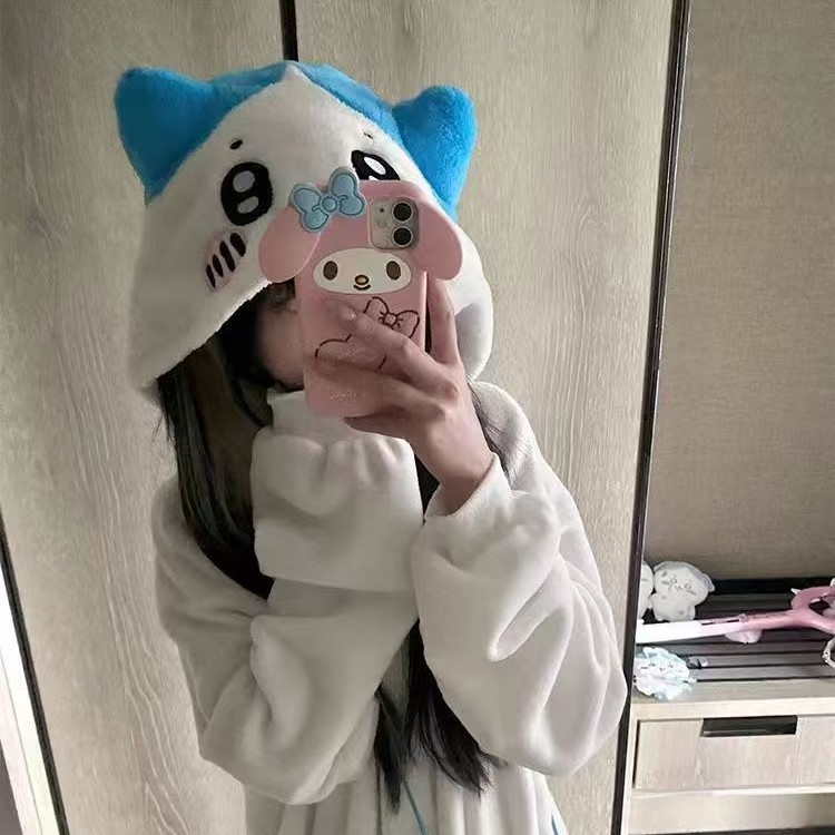 【2枚購入で100円OFF】少女かわいいウサチサンゴの絨毯連帽パジャマ冬モデル新型加絨加厚一体型ルームウェア連体着ぐるみパジャマ 春秋冬 2TYPE 暖かい パジャマ ハチワレウサチ