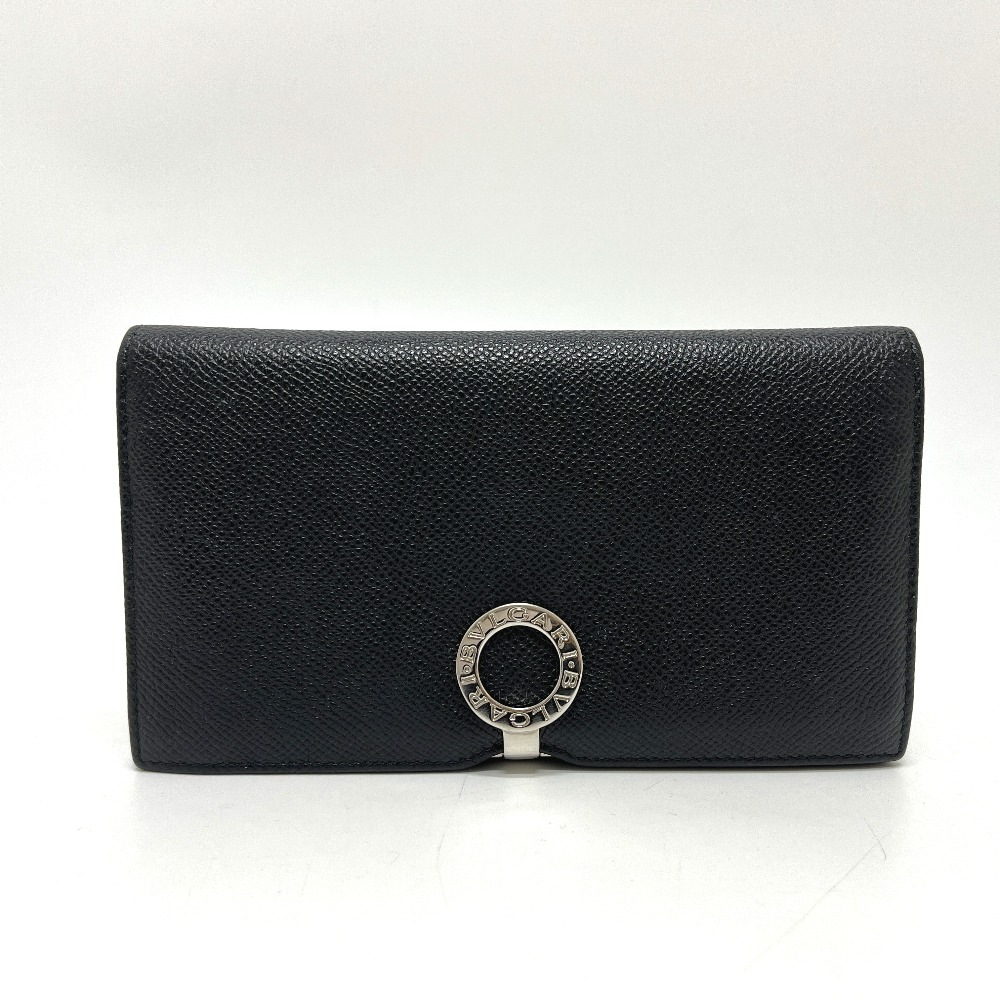長財布 33745 ブルガリブルガリ ロゴクリップ 2つ折り財布 財布 ウォレット レザー ブラック
