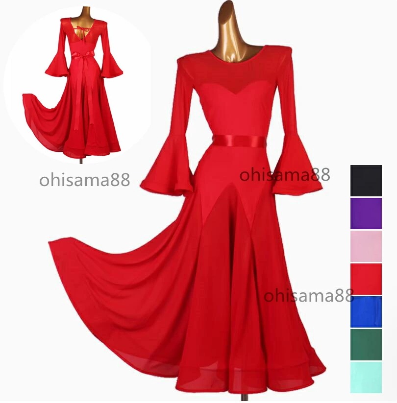 【新品追加】社交ダンスドレス モダン衣装 大きい裾 ワンピース ダンスウェア モダンドレス スタンダードドレス レディース ステージ衣装 パーティー ヴィーナス スレンダー 練習着 ワルツ 社交ダンス