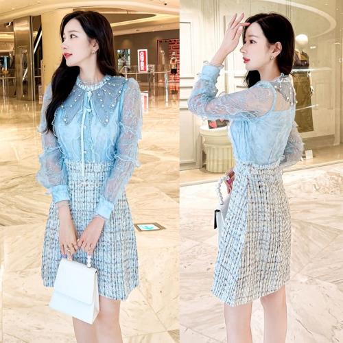 【急速出荷 2025年新作】パーティードレス 韓国 ミニ ワンピース タイト 花柄 レース 可愛い お呼ばれ 結婚式 二次会 成人式 同窓会 20代 30代 40代 レディース 襟付き 春 秋 冬 ツ