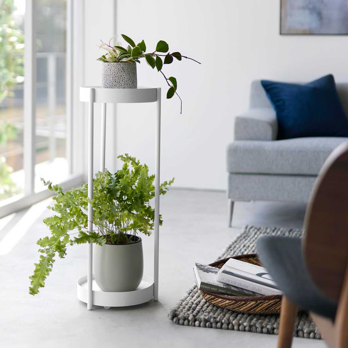 プランタースタンド 山崎実業 tower タワー キャスター付きプランタースタンド 2段 ホワイト