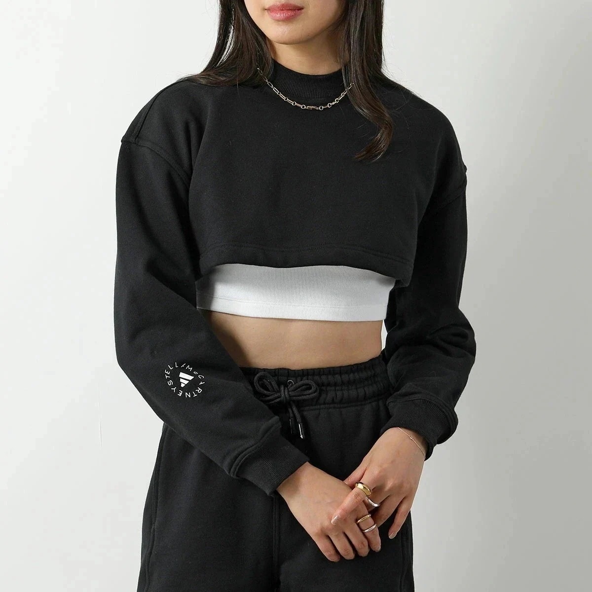 adidas by STELLA McCARTNEY アディダス ステラマッカートニー スウェットシャツ IJ0565 レディース クロップド モックネック バ 【mega】