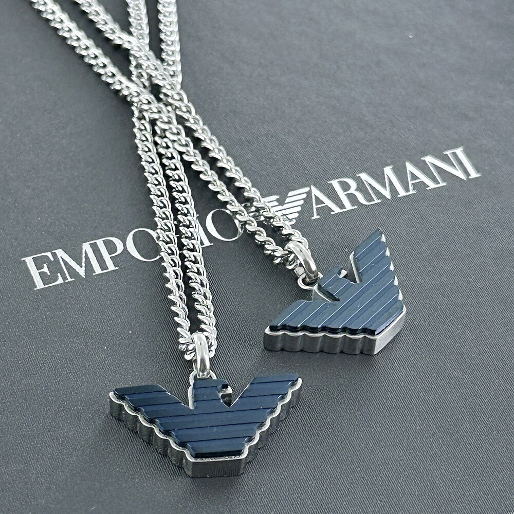 ペアネックレス 大人 ブランド シンプル エンポリオアルマーニ ステンレス チェーンネックレス 夫婦 カップル お揃い プレゼント ペアギフト ペアアクセサリー 誕生日プレゼント 結婚記念日 誕生日