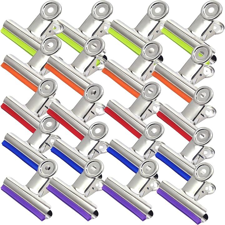 目玉クリップ 袋止め 特大 強力 キッチン カラー ゴム付き (20個セット)