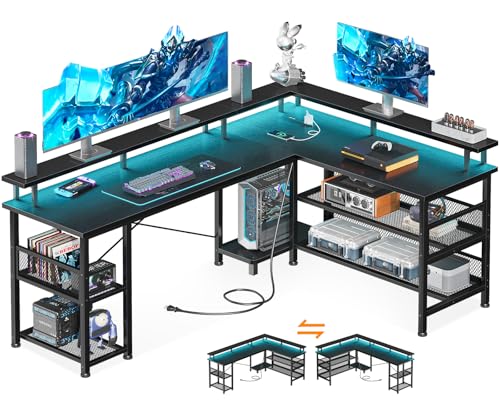 色：ブラック サイズ：150*120*76cm AODK ゲーミングデスク パソコンデスク コンセン