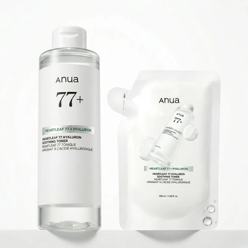 【2種セット】[正規品] ドクダミ77 ヒアルロン酸 水分鎮静トナー 本品 350ml＋詰め替え 350ml / 大容量でたっぷり保湿！ドクダミ77％でしっとり鎮静うるおい肌へ
