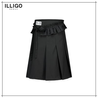 【ILLIGO】 FLEUR PLEATED MIDI SKIRT BLACK 正規品