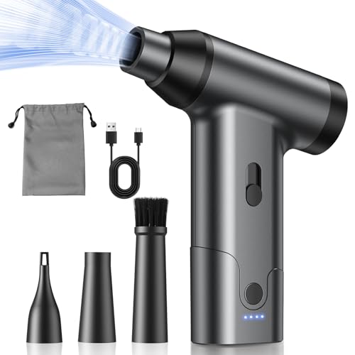 エアダスター 電動エアダスター ブロワー 超強力150000RMP高速回転 無段階風量調整 6000mAh電動エアダスター USB Type-C充電式 215g 小型 3種類ノズル付き PC掃除/キー