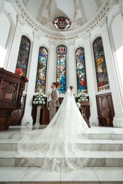 実例写真！ロングベール のみ 花柄モチーフで刺繍が美しい ブライダル 素敵な 結婚式