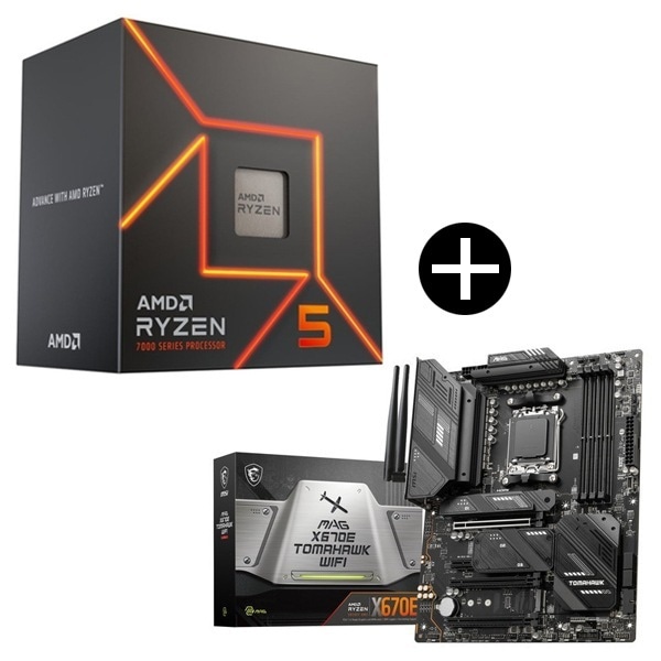 Ryzen5 7600 With Wraith Stealth Cooler 100-100001015BOX CPU + MSI MAG X670E TOMAHAWK WIFI ATXマザーボード