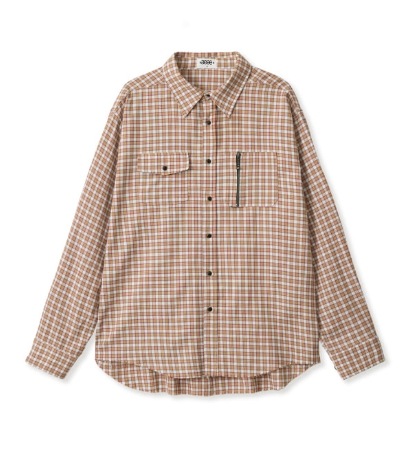 【aeae】 ZIP POCKET CHECK SHIRTS : WHITE
