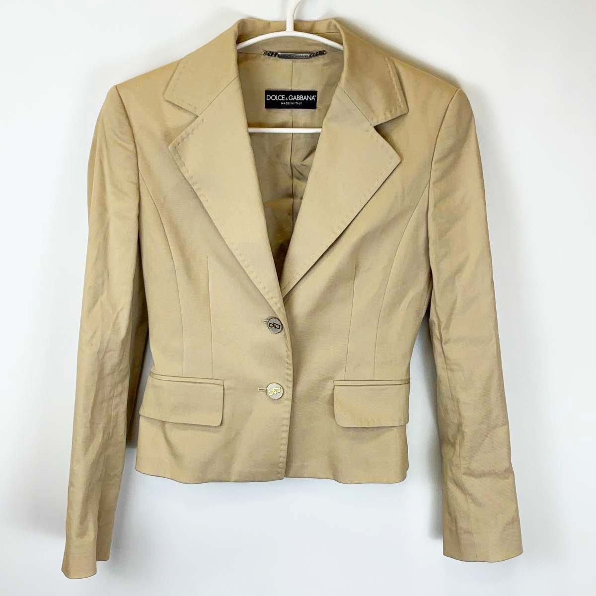 【中古】DOLCE&GABBANA ドルチェ&ガッバーナ 2つボタン ジャケット 38 ベージュ レディース